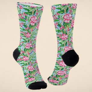 Helle, vornehme tropische Blumendekoration Socken