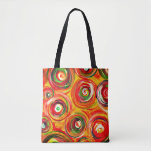 Helle Warme Kreise und Wirbel Original Abstrakt Tasche