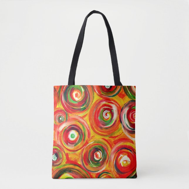 Helle Warme Kreise und Wirbel Original Abstrakt Tasche (Vorderseite)