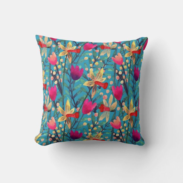 Helle Wasserfarbe: florennahes Design. Kissen (Vorderseite)