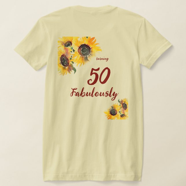 Helle Wasserfarbe Sonnenblume Fabulous 50 T-Shirt (AblageHinten)
