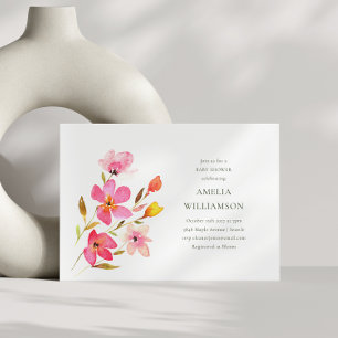 Helle Wasserfarbe-Wildblumen-Baby-Shower-Girl Einladung