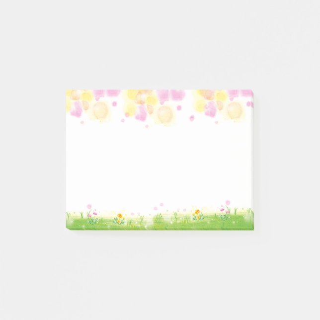 Helle Wasserfarbe Wilde Frühlingsblumen Post-it Klebezettel (Vorderseite)