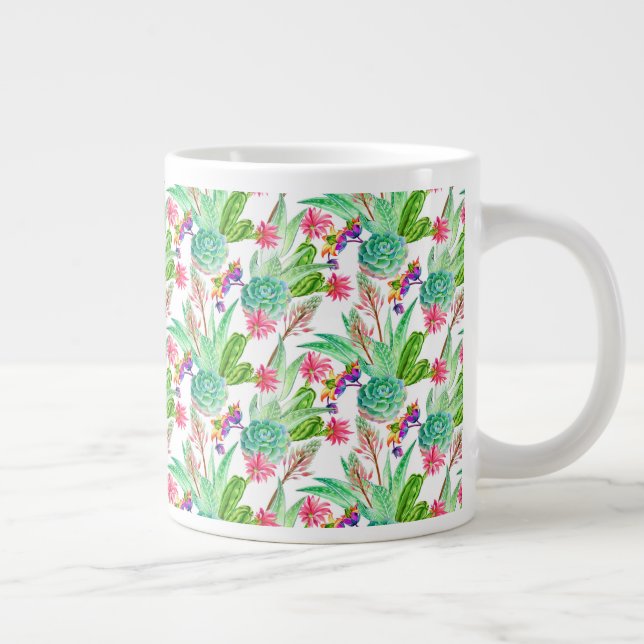 Helle Wasserfarbenkakteen und Sukkulente Muster Jumbo-Tasse (Rechts)