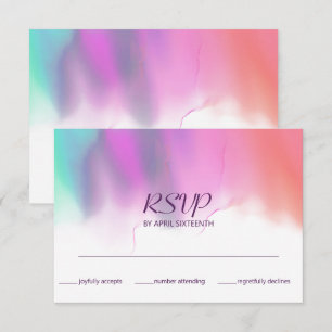 Helle Wasserfarbenneon-Rainbow-Hochzeit RSVP Karte
