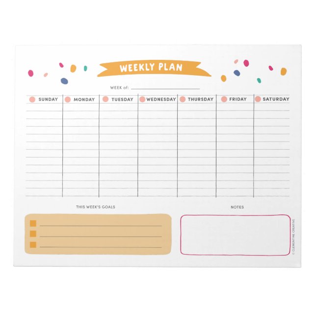 Helle Weekly Planner Notepad Notizblock (Vorderseite)