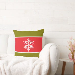 Helle Weihnachten Roter Olive Weiße Streifen Schne Kissen