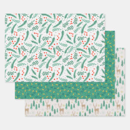 Helle Weihnachts Grüne Kugel: Farbwald Grün Geschenkpapier Set