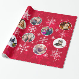 Helle Weihnachts-Rote Fotos und Schneeflocken Geschenkpapier