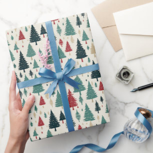 Helle Weihnachtsbäume Wald Xmas Muster Geschenk Geschenkpapier