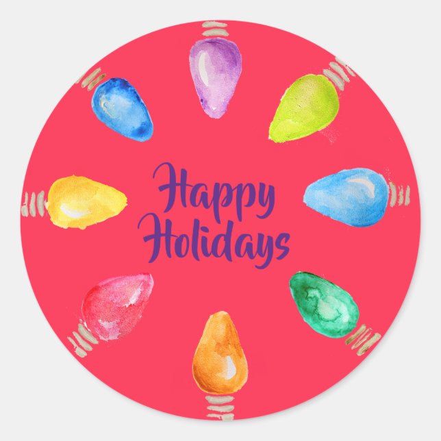 Helle Weihnachtsbrillen Happy Holidays Runder Aufkleber (Vorderseite)