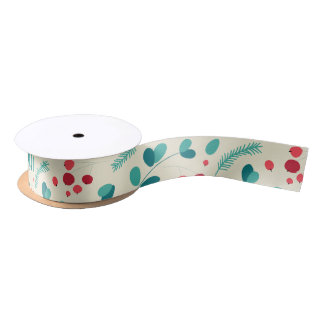 Helle Weihnachtsmistletoe und Leaf-Muster Satinband