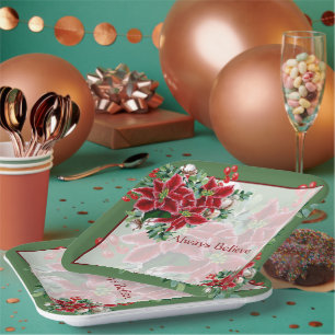 Helle Weihnachtssterne und Stechpalmen benutzerdef Pappteller