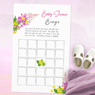 Helle Wildblume Babydusche Bingo Game