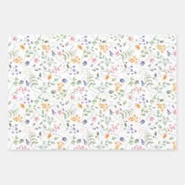 Helle Wildblumen individuelle Name Geschenkpapier Set