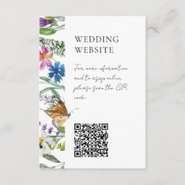 Helle Wildblumen QR Code Hochzeit Begleitkarte