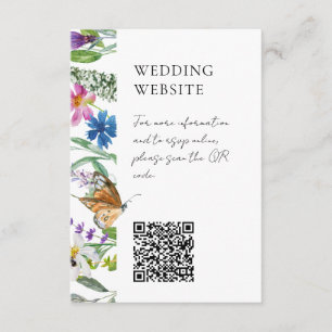 Helle Wildblumen QR Code Hochzeit Begleitkarte