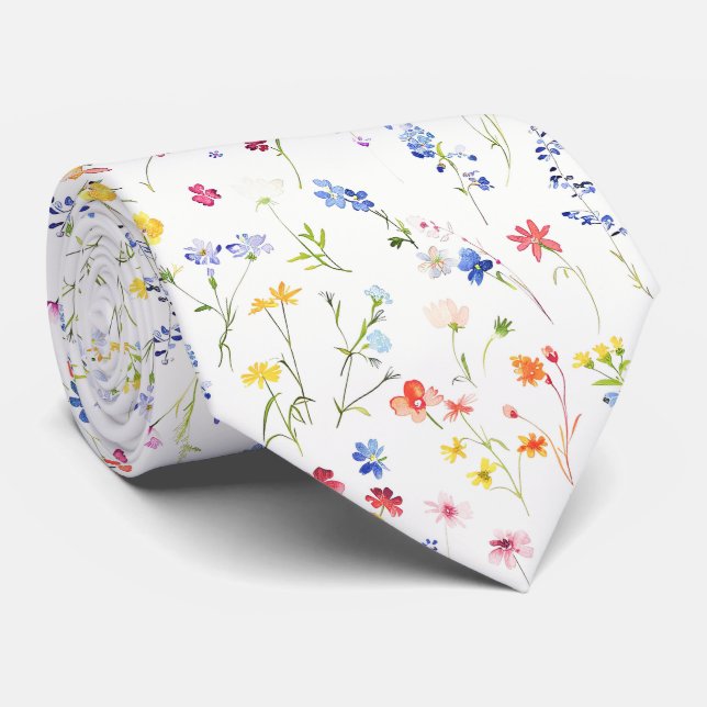 Helle Wildblumenmuster Krawatte (Gerollt)