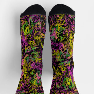 Helle Wirbel rosa-grüngelbe Abstrakte Kunst Socken