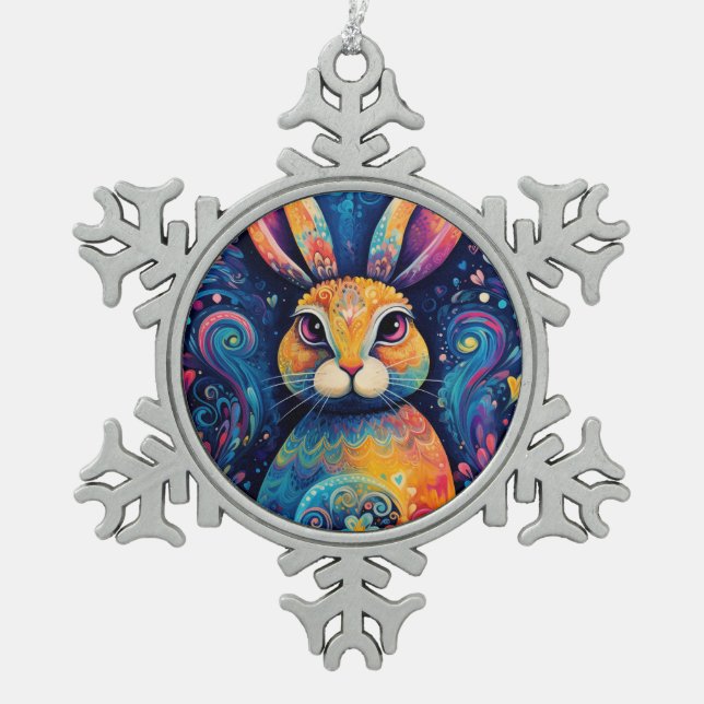 Helle Wirbel und Herzen Blau Schneeflocken Zinn-Ornament (Vorderseite)