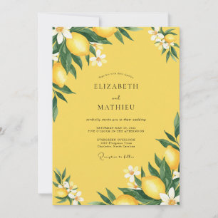 Helle Zitronen-Zitrus-Eukalyptus-Hochzeit Einladung