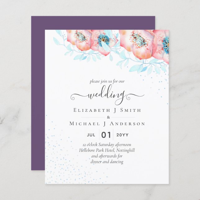 Hellebore Turquoise Peach Floral Wedding (Vorne/Hinten)