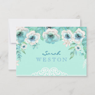 Hellegrüne und weiße Aquarellblumen Danke