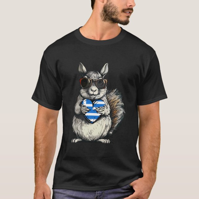 Hellenischer griechischer Stolz Eichhörnchen Herz  T-Shirt (Vorderseite)