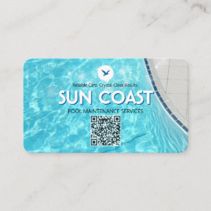 Heller Blaue Poolwartung-Service abgerundete QR Co Visitenkarte