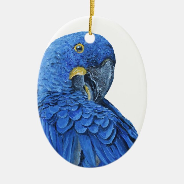 Heller blauer HyazintheMacaw Keramik Ornament (Vorne)