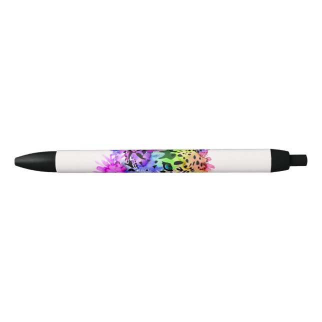 Heller bunter Aquarell-Schnee-Leopard Kugelschreiber (Vorderseite)