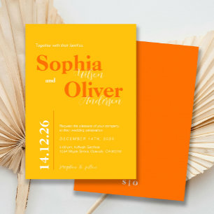 Heller Citrus Pop fett Minimalistische Hochzeit Einladung