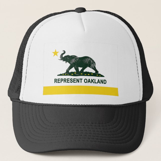 (Heller) Elefant 2 der Oakland-Staats-Flagge Truckerkappe (Vorderseite)