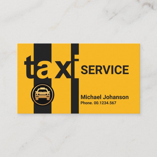 Heller, feiner Gelber Taxifahrer Silhouette Visitenkarte (Vorderseite)