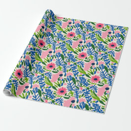 Heller floraler Spaß Happy Pink Blue Green Bold Ch Geschenkpapier