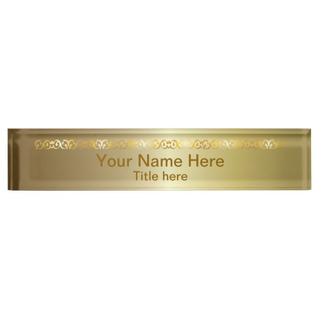 Heller glänzender Name und Titel des Gold| DIY Namensplakette (Vorderseite)