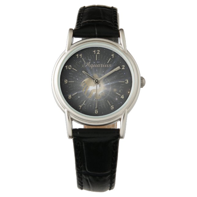 Heller goldener Wassermann Armbanduhr (Vorderseite)