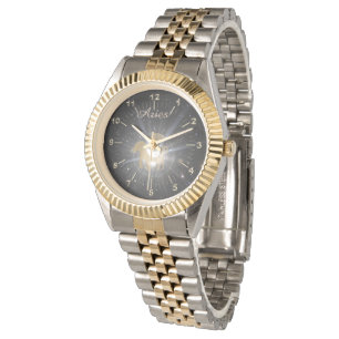 Heller goldener Widder Armbanduhr