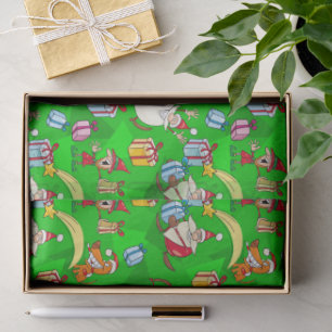 Heller grüner Weihnachtsmann & Elfen Weihnachten Seidenpapier