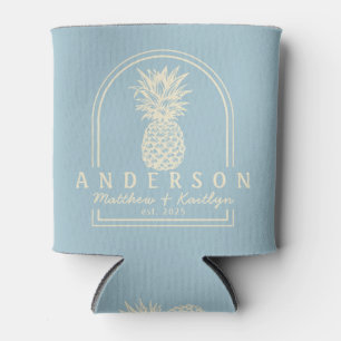 Heller Himmel Ananas Hochzeitsbogen & Name Dosenkühler