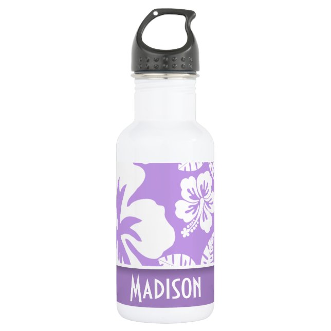 Heller Lavendel Tropischer Hibiskus; Personalisier Edelstahlflasche (Vorderseite)