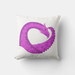Heller lila Herz-Drache auf Weiß Kissen