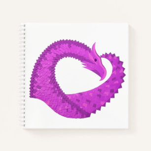 Heller lila Herz-Drache auf Weiß Notizbuch