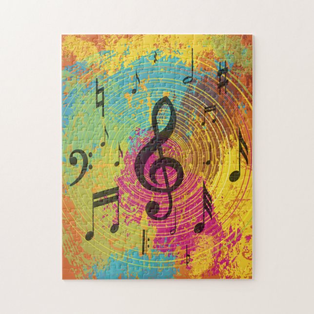 Heller Musiknoten auf Explosion der Farbe (Vertikal)