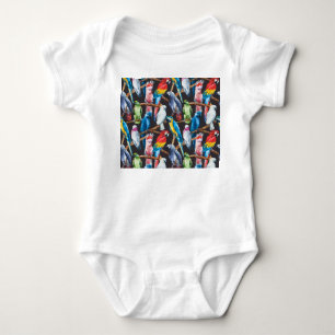 Heller Papagei: tropische Aquarelltapete. Baby Strampler
