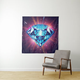 Heller pixeliger Diamant  Wandteppich