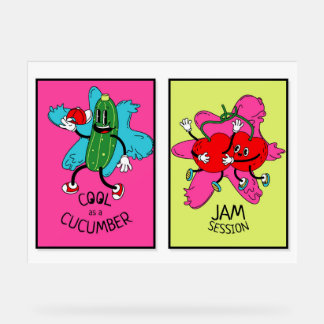 Heller Pop Art Donut & Veggie Duo Poster - Funny -