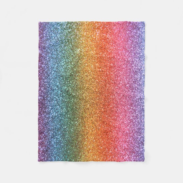 Heller Regenbogen-Glitter Fleecedecke (Vorderseite)