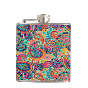 Heller Regenbogen Paisley Flachmann
