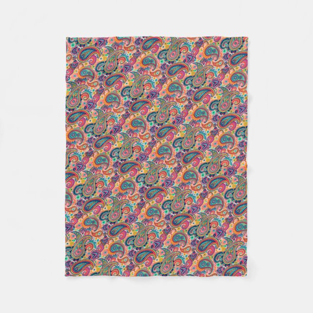 Heller Regenbogen Paisley Fleecedecke (Vorderseite)